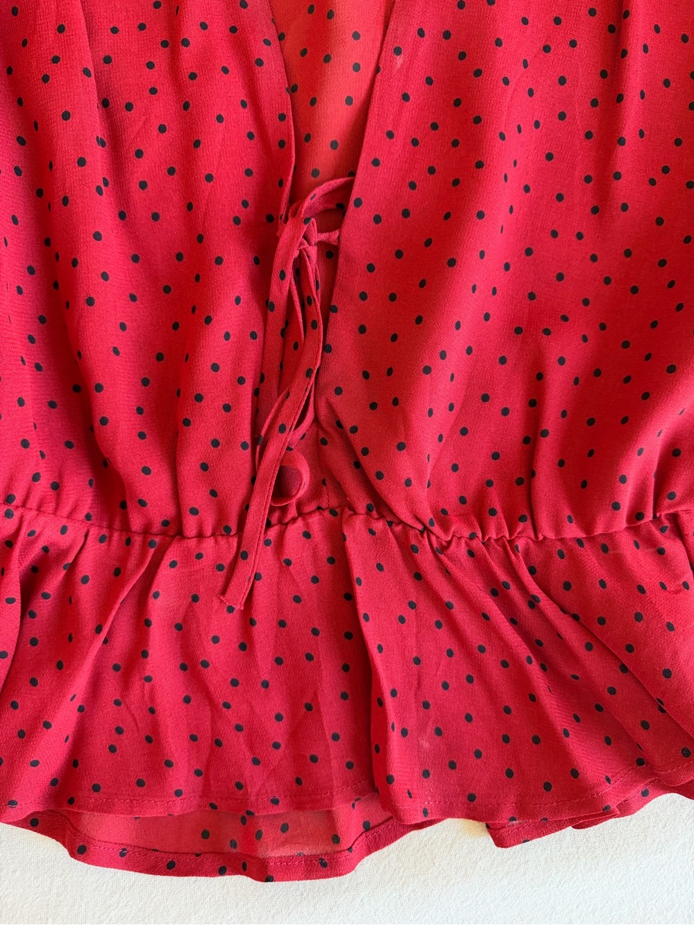 Reformation Red Long-Sleeve Peplum Blouse - Picture 6 of 11
